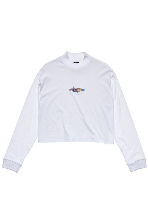 Stussy Womens Maui Mock Neck LS Long Sleeve T Shirt White - XNYGK1437